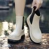 Women Waterproof Boots New Style Elastic Mouth Ankle Boots Mid Top Rain Shoes Non Slip Outdoor Indoor Chelsea Water Boot Woman