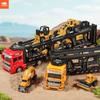 Ensemble de modèles de transporteurs de véhicules d'ingénierie en alliage moulé sous pression avec 6 petits camions - Ensemble de jouets éducatifs pour garçons
