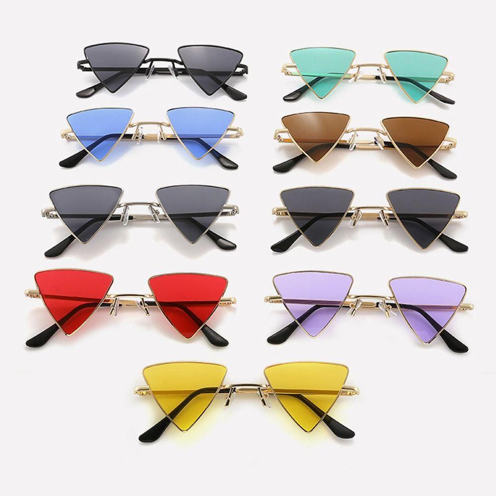 Small Triangular Frame Sunglasses Women Men Metal Frame Tinted Colorful Lens Sun Glasses Designer UV400 Shades Punk Eyewear