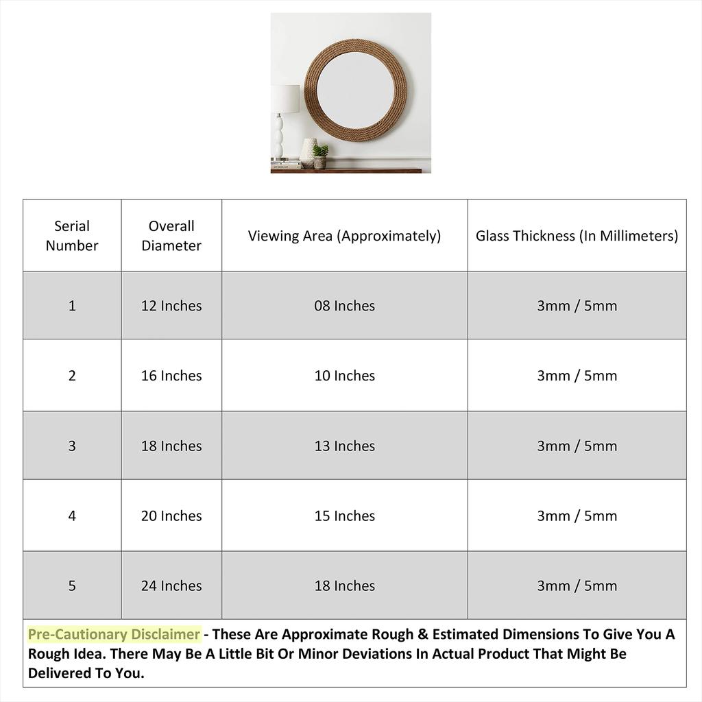 Nagina International Vintage Maritime Rope Accentuated Wall Decor Mirror | Plane Bathroom Mirror | Nautical Gifts & Decor AS-N15C-16B0