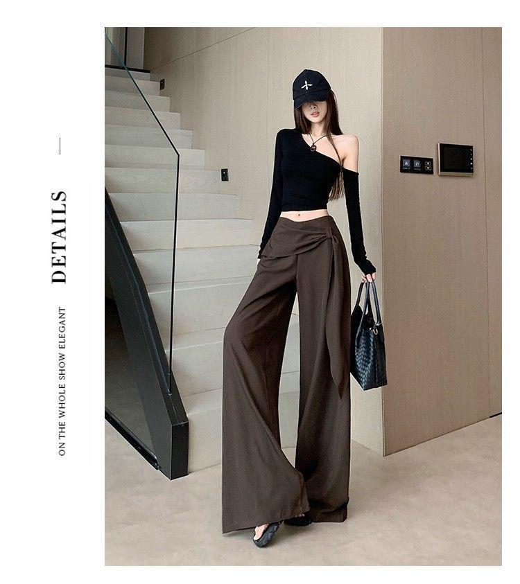 Damen Palazzo-Hose mit hoher Taille und Schnürung, Design Frühling/Sommer 2026, Figurschmeichelnder Fall, Bodenlang, Lässiger Vielseitiger Stil.