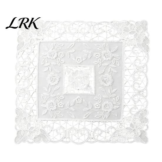 White Lace Doilies for Home Decor Retro Placemat, Floral Doilies, Embroidered Table Mat, Breathable Fabric Tray Cloth Sheer Mesh Doily Tea Cup, Vase,
