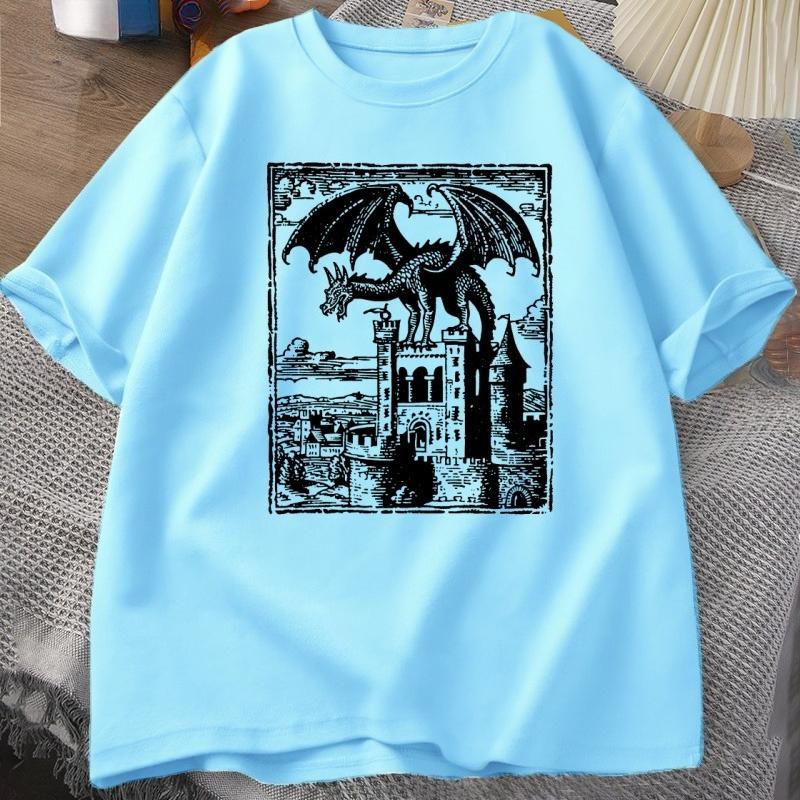 Dragon Vintage Dark Graphic T Shirt 90s Retro Y2k Tshirt Print Oversized Tshirt Women Unisex Short Sleeve Loose Casual Tee Shirt