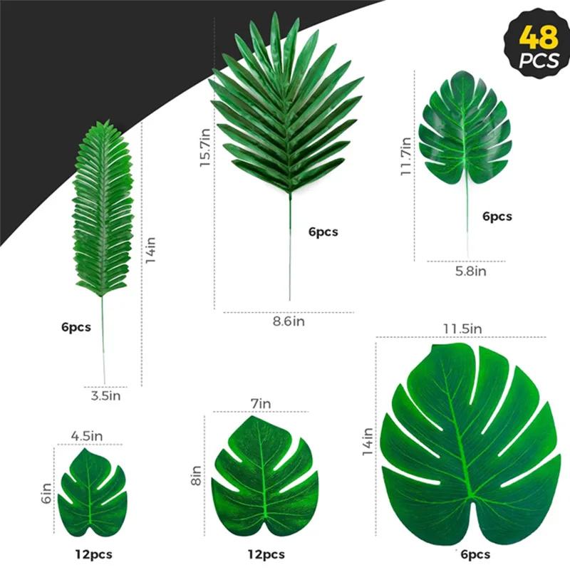 

Top Quality Artificial Palm Leaves Green Artificial Silk Turtle Leaves for Hawaii Banquet Table Decor Wedding Theme Party