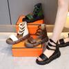 Leather Hollow Roman Sandals for Women In Summer 2025, High-heeled Fish Mouth Muffin Sandals