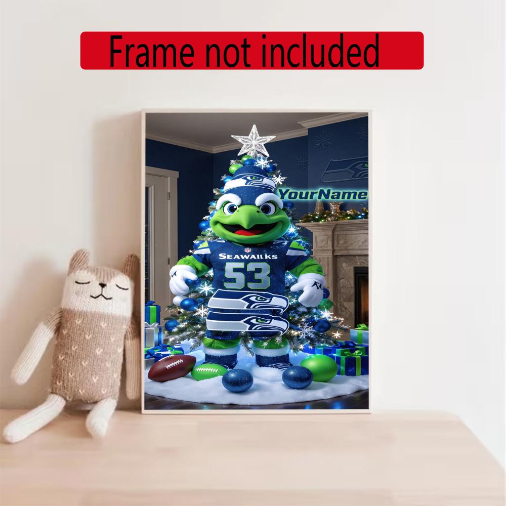 Seattle Seahawks Customize Your Name Diamond Painting Round Diamond Diy Frameless Holiday Artwork Suitable For Home Office Wall Decoration