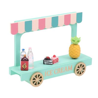 Puppenhaus Miniatur Holz Eiswagen Kleine Dekorative Miniatur Szene Requisite