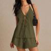 Women's Fashion Casual Sleeveless Backless Lace-up Top Shorts Set
