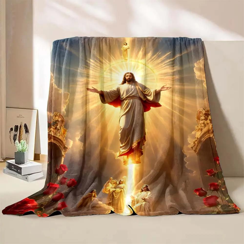 1PC God Jesus Believer Pray Printed Blanket Soft and Comfortable Home Travel Blanket Adult and Child Warm Blanket Catholic