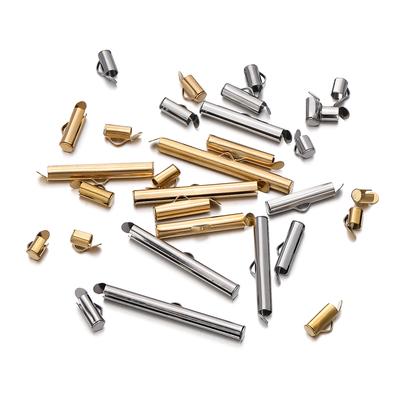 10 Uds. Tapas Finales de Engaste de Acero Inoxidable Hebillas Deslizantes Tubos Conectores para Pulseras DIY Componentes para Fabricación de Joyería