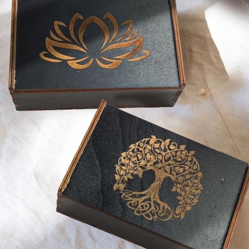 Portable Tarots Cards Box Astrology Divination Storage Case Wood Cards Container Exquisite Astrology Trinkets Box