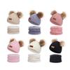 Cappello lavorato a maglia in lana per bambini autunno e inverno, set caldo per bambini, sciarpa, guanti, set da tre pezzi con velluto