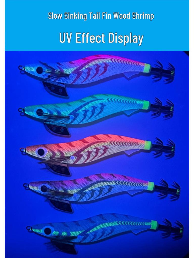 3.5# Leuchtender Regenbogen-Garnelen-Köder, langsam sinkend, mit Rasselkugel & UV-Köder für die Meeresfischerei