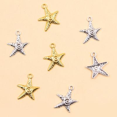 Exquisite Retro Starfish Pendant Keychain Ornament, 19x23mm, Two Colors, DIY Alloy Charm