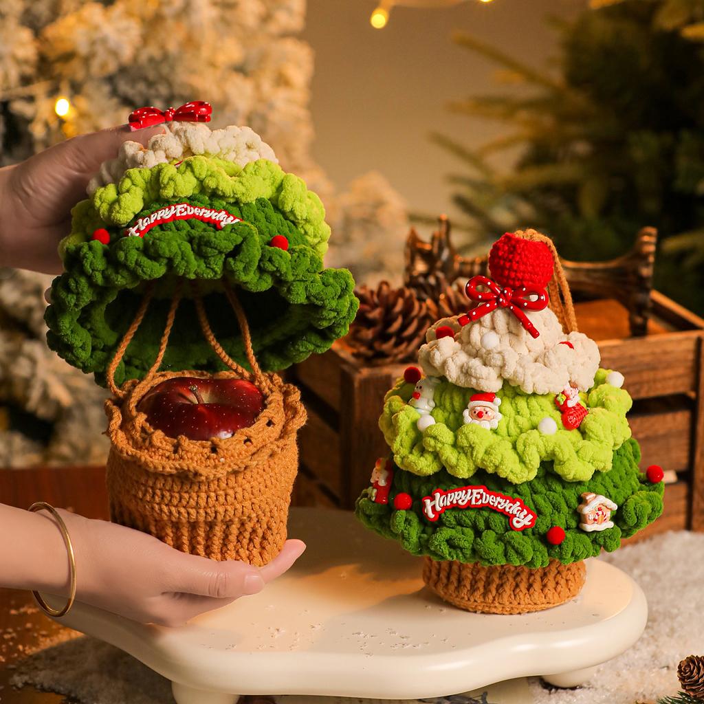 2025 handmade wool knitting Christmas tree Apple box Christmas gift packaging high-grade high-value candy gift box