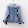 Women's Winter Warm Denim Jacket Casual Short Jacket Lined Padded Jacket