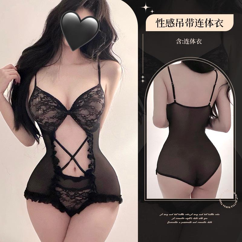 Sex underwear mesh perspective temptation straps low cut sexy backless hot open uniform suit