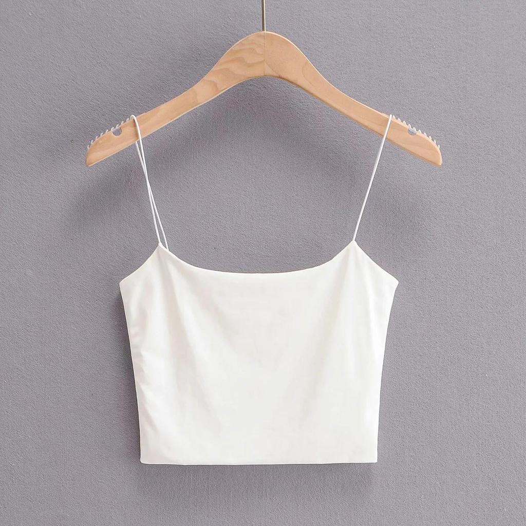 2023 Spring/Summer U-Neck Slim Vest Top In Pure Color with Thin Suspenders for Women