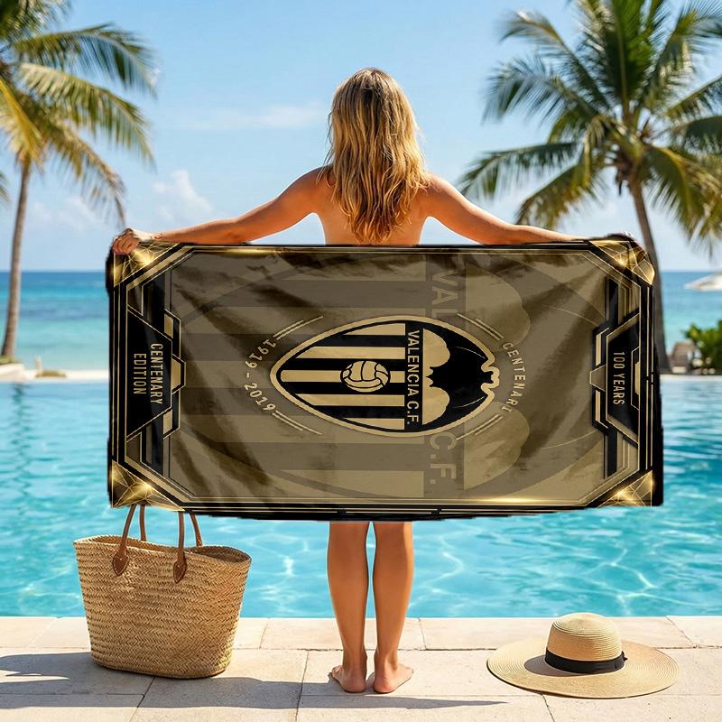 Valencia FC print Quick Dry Beach Towel Microfiber Absorbent Portable Travel Swimming Towel