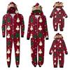 Parent Child Outfit - Christmas Print Family Matching Hooded Long Sleeved Zippered Jumpsuit Set