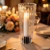 Clear Glass Candlestick Cover With Ribbed Texture Open Ended Candle Holders Sleeve Shade for Dining Table Candle Display, Mantels Styling, and
