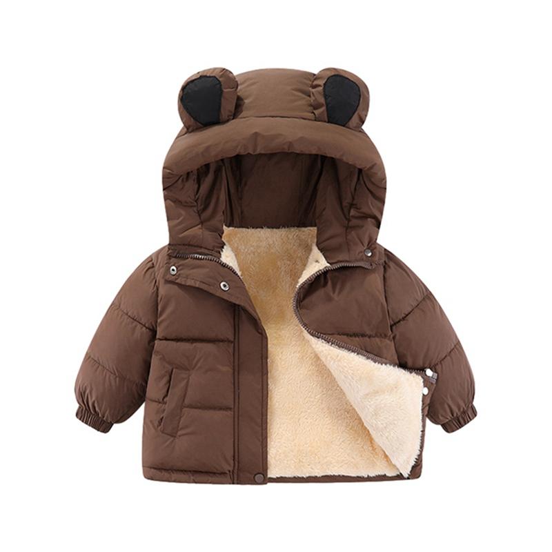1-7 Years Kids Warm Hooded Coat Windproof Fleece Jacket