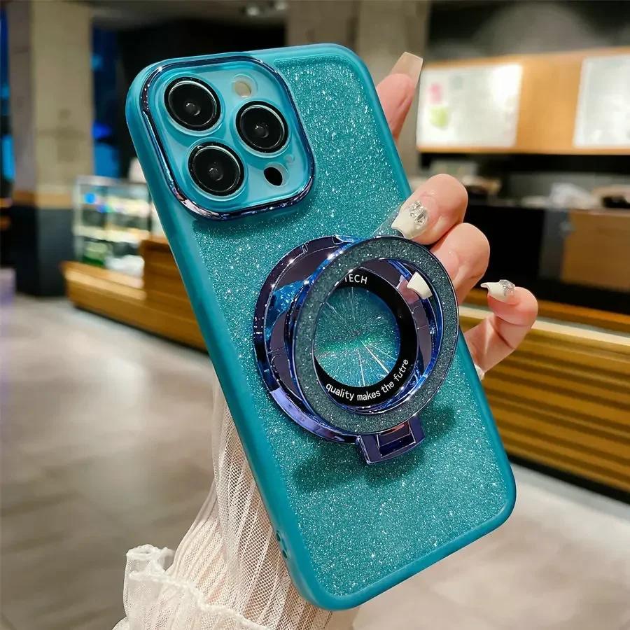 Pro Xiaomi POCO X7 Pro Magnetický držák prstenu Třpytivé TPU Ochranná fólie na čočku fotoaparátu pouzdro pro PocoX7pro Redmi Turbo 4 Měkký silikonový kryt