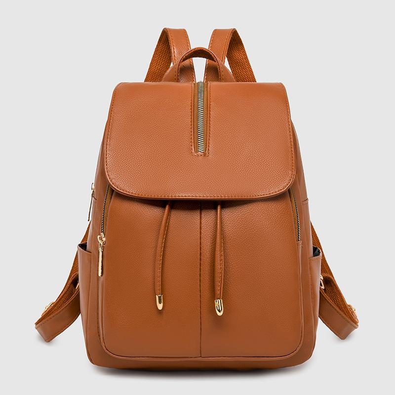 

Жіночий рюкзак з ПУ великої місткості для подорожей коричневий