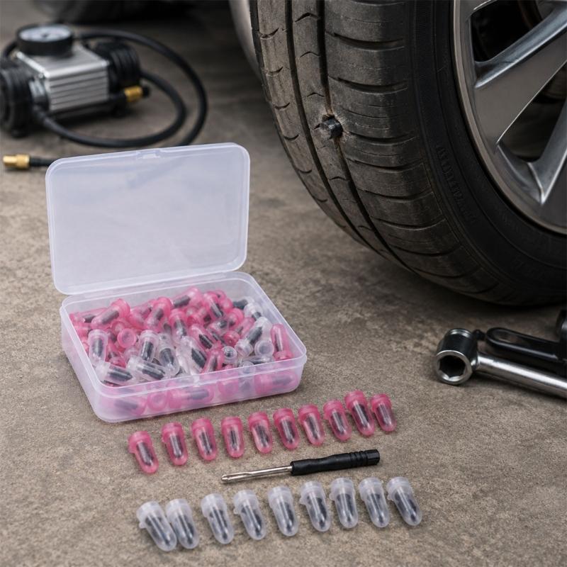 Vehicle Tire Maintenance Kit with 70 Repair Studs, Large and Small Puncture Screw Groups, Storage Organization, Screwdriver and Hand Implements