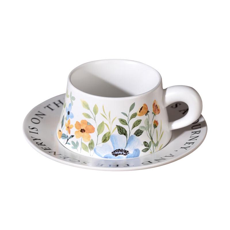Shangqi Butterfly Orchid Ceramic Coffee Cup & Saucer Set