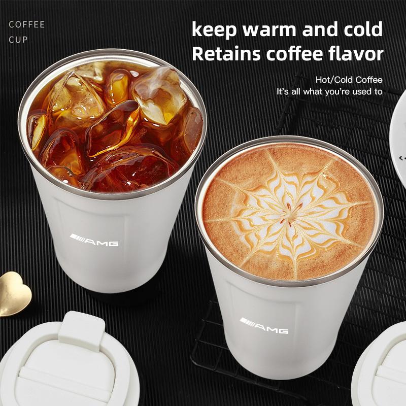 380ML Car Vacuum Cup Coffee Thermos 304 Stainless Steel Tire Valve Cap For Mercedes Benz AMG E S C A B Class GLE GLS CLA CLE GLC