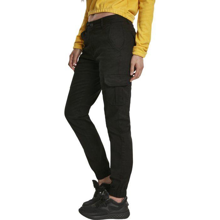 Pantalon Femme - Urban Classic - Cargo - Taille Haute - Noir - Poignets Élastiques