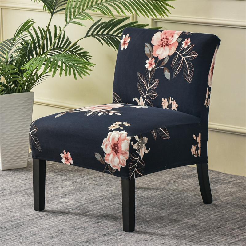 Accent Armless Chair Cover Geometric Print Single Sofa Stool Slipcover Nordic Stretch Chair Covers Elastic Couch Protector Cover