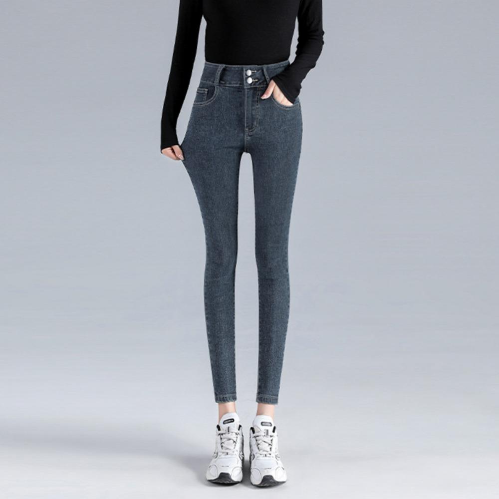 Small-footed Jeans Women's High-waisted 2025 New Autumn and Winter Clothing Elastic, Slim and Thin, Tight Pencil Pants