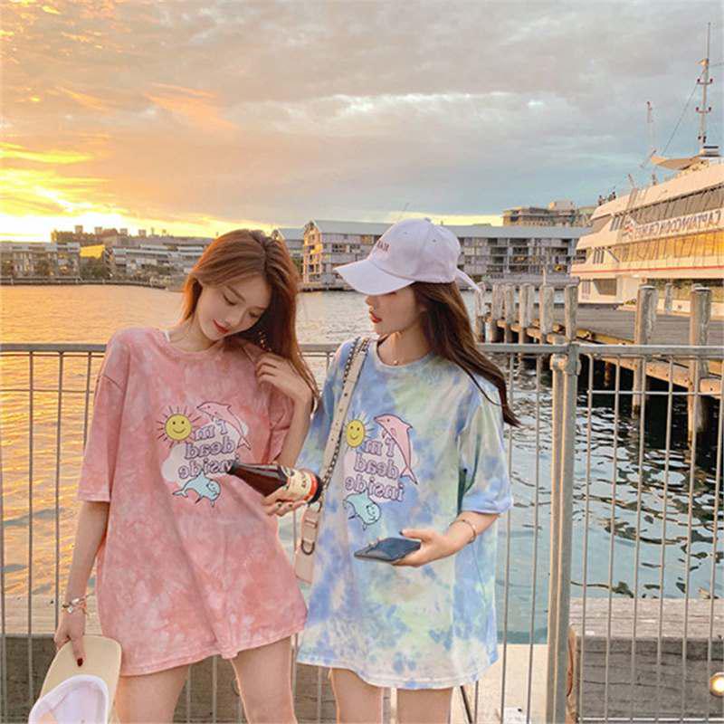 

Trendy Harajuku Tie-Dye Short Sleeve Women s T-Shirt - Summer Style XL