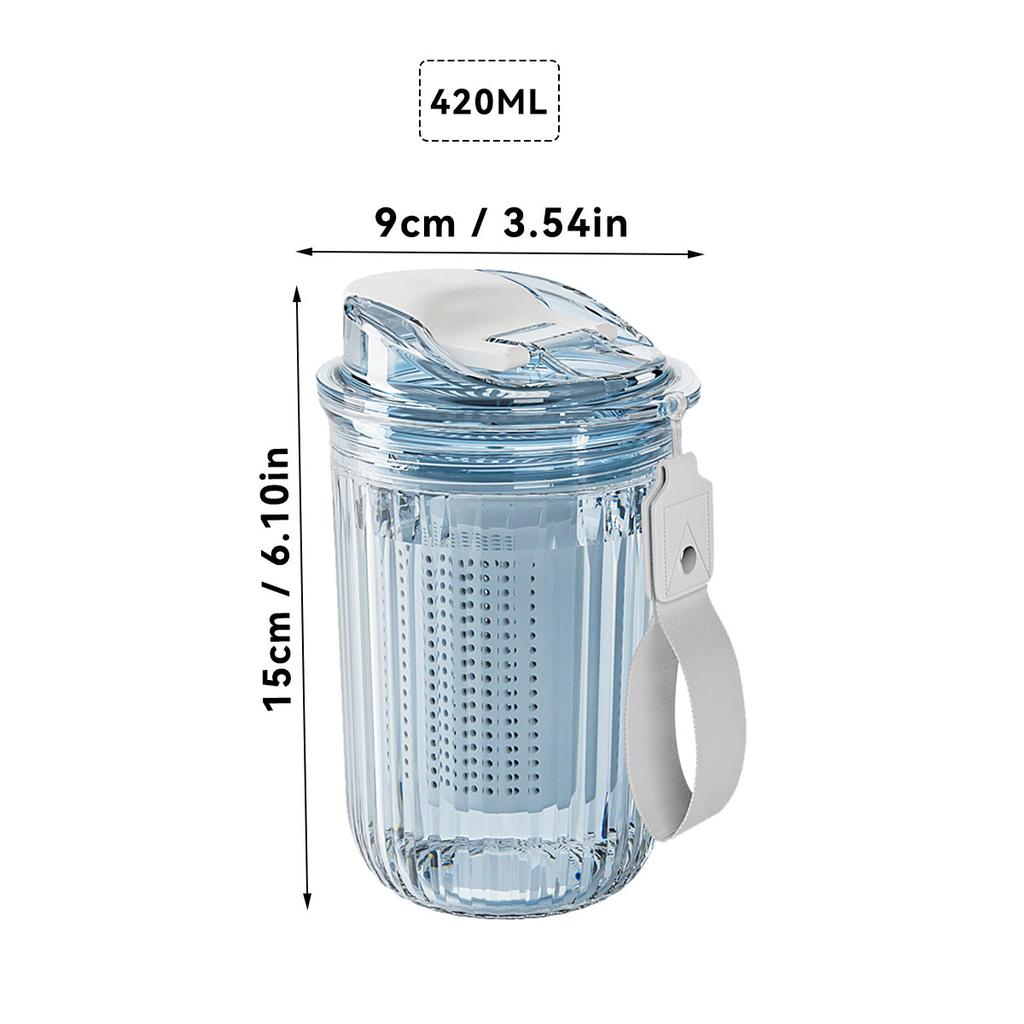 Portable Transparent Plastic Water Bottle With Tea Strainer&Rope Travel Sport Drinking Cup Heat-Resistant Drinkware