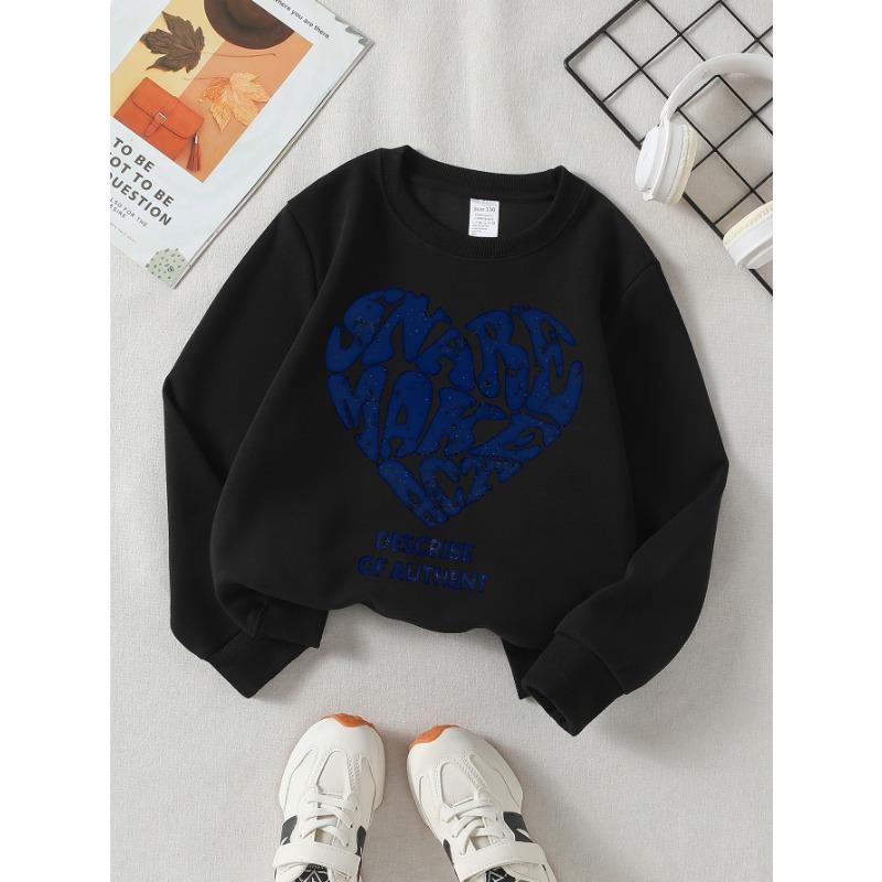 European sizes Girls' Soft Crewneck Sweatshirt "Make Art" Print, Casual for Fall Winter, Ideal Holiday Present.