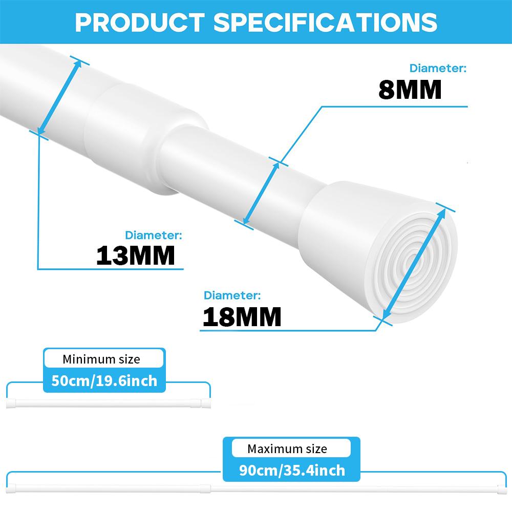 Multifunctional Warm Season Loaded Extendable Telescopic Rod Adjustable Curtain Rail Pole Household Hanging Rods for Window Bathroom