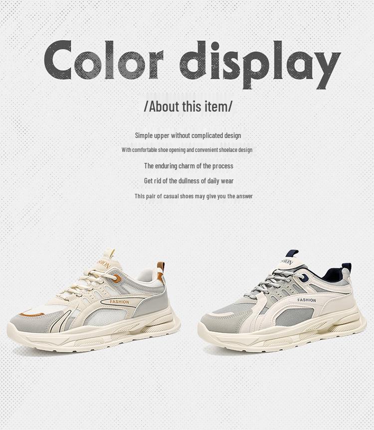 Men's Summer Korean-Style Mesh Sneakers: Breathable, Trendy, Versatile, and Thick-Soled Casual Dad Sports Shoes.