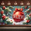 Festive Banner Red Theme Xmas Banner Holiday Banner Pine Branch For Home Decoration Mall Decoration Indoor Decor
