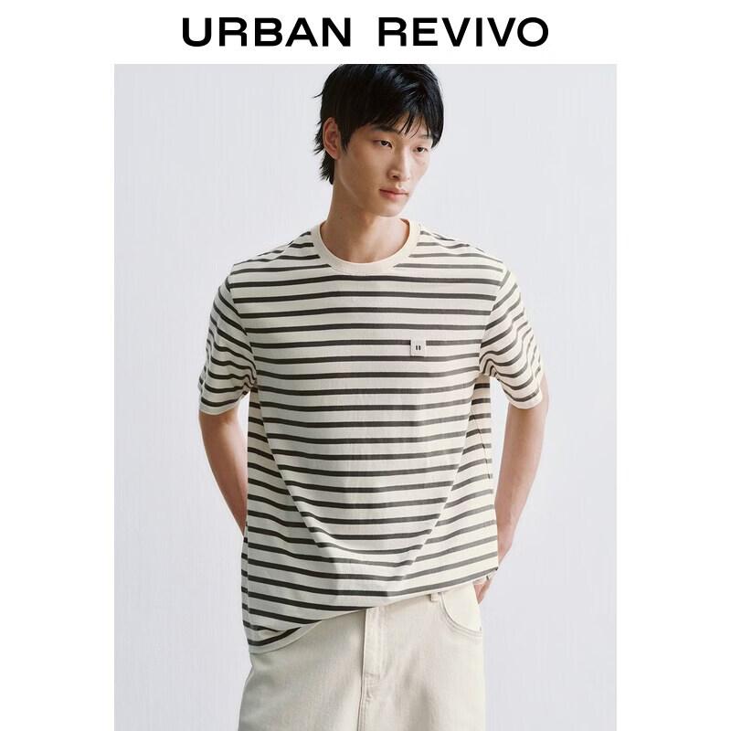 UR2026 Men s Fashion Striped Embroidered Cotton T-Shirt S