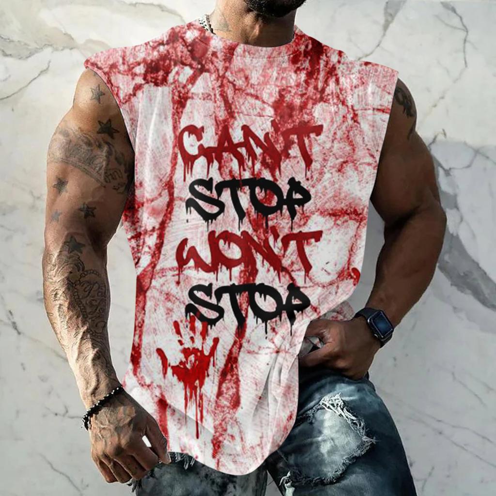 Pánská Halloweenská Hororová Texturovaná Potisk Ležérní Sportovní Volná Bez Rukávů Vesta