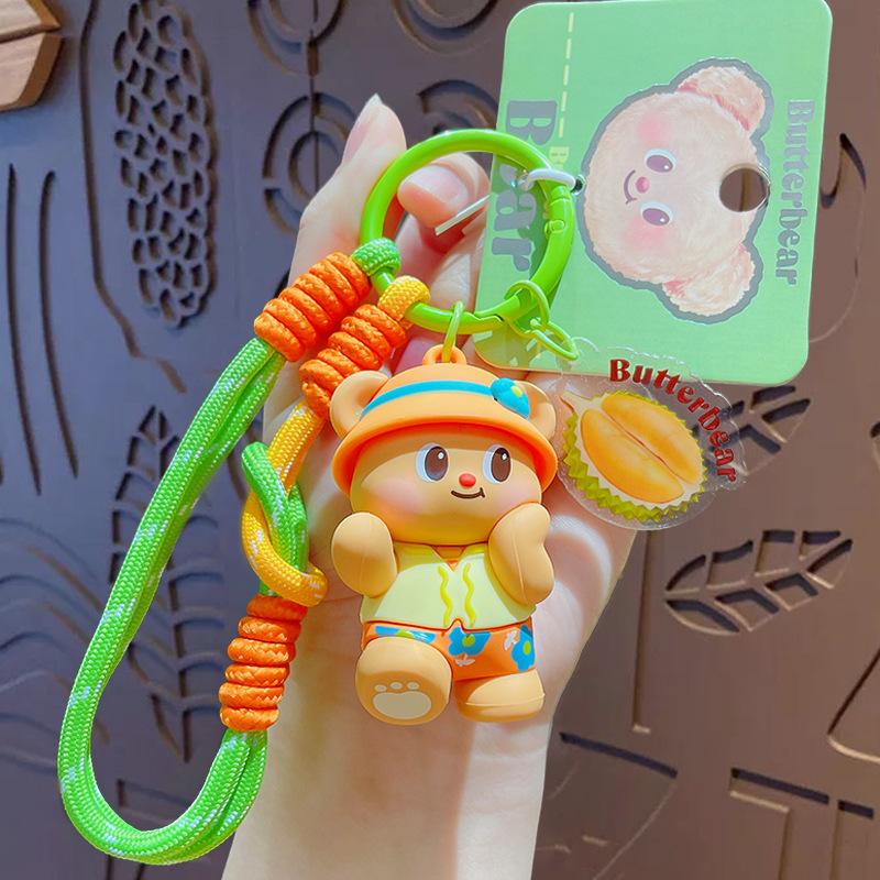 Cartoon Butter Bear Doll Hand Strap Keychain Pendant Cute Couple Schoolbag Keychain Pendant Gift