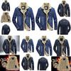 Men's Jean Jacket With Fur Collar Lined Winter Warm Casual Denim Coat M-6xl