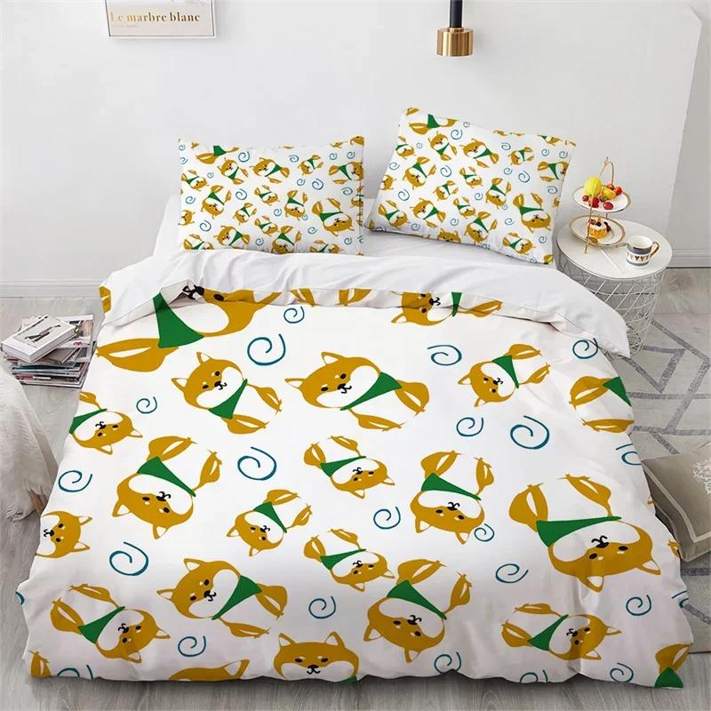 Cute Cartoon Dog Duvet Cover Pet Puppy Dogs Bedding Set Twin Full For Kids Girls Kawaii Room Decor Microfiber Comforter Cover
