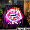 Custom Name Bayern Munich Crest Art Throws Blanket Flannel Blankets for Couch Bed Gifts for Men Women Picnic Blanket Christmas Fan Gifts