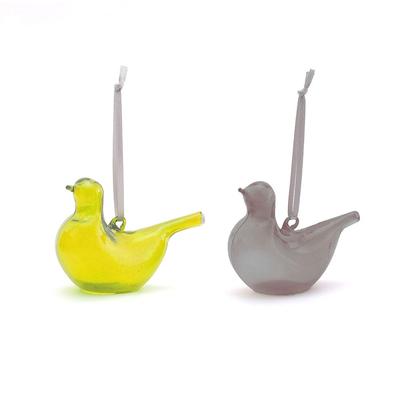 Shesay Mignon à Suspendre ou à Poser Vitrail de Noël Transparent Coloré Oiseau Nordique Ornement, Objet, Verre, Style, (gris)