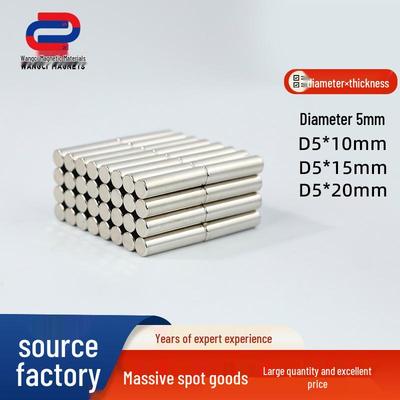 Neodymium Iron Boron 5x20mm Nickel-Plated Cylindrical Magnet - High-Strength Round Magnet