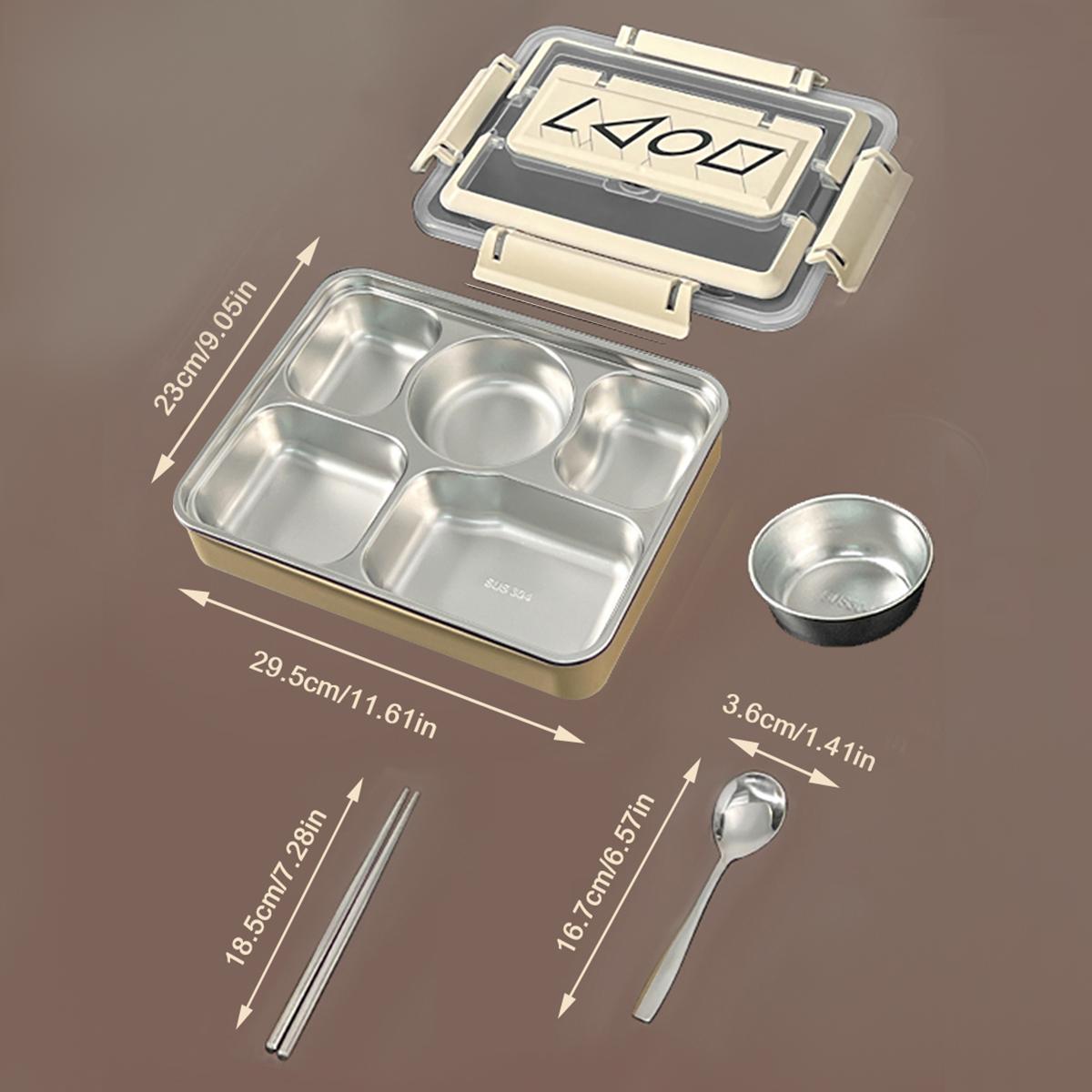 

WORTHBUY 304 Stainless Steel Divided Lunch Box Set Portable Large Capacity Leak Proof Bento Box With Cutlery&Soup Bowl Microwave коричневий