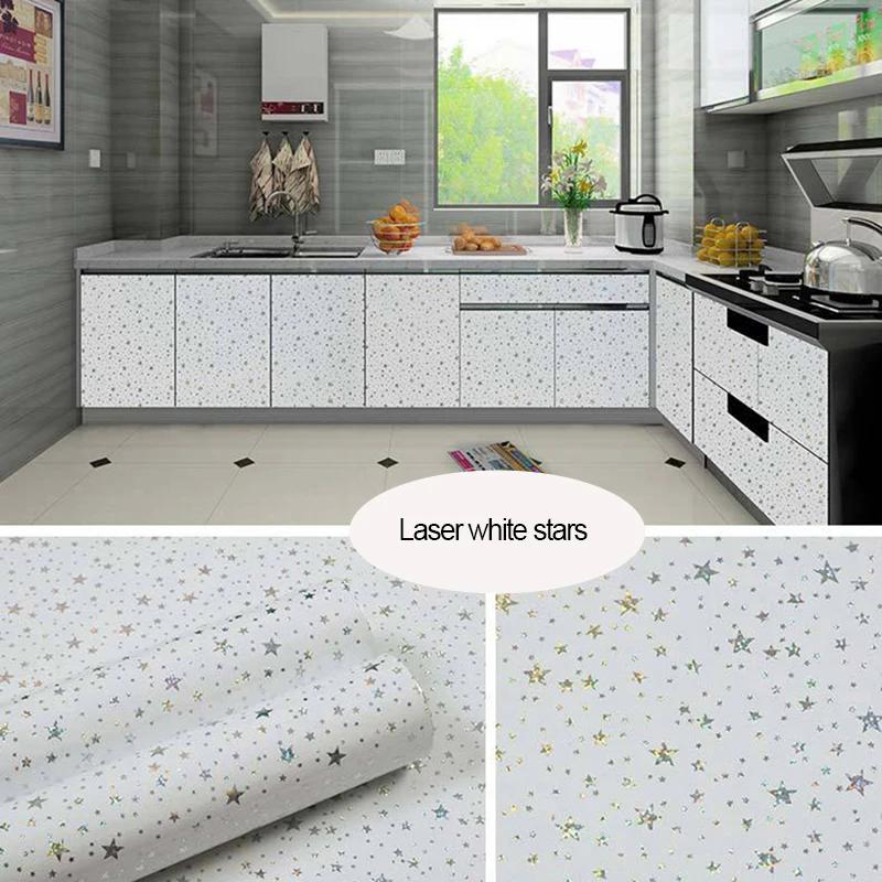 Laser Baking Paint Thicken Self Adhesive Wallpaper Desktop Cabinet Renovation Sticker Kitchen Waterproof Oil Resistant Sticker